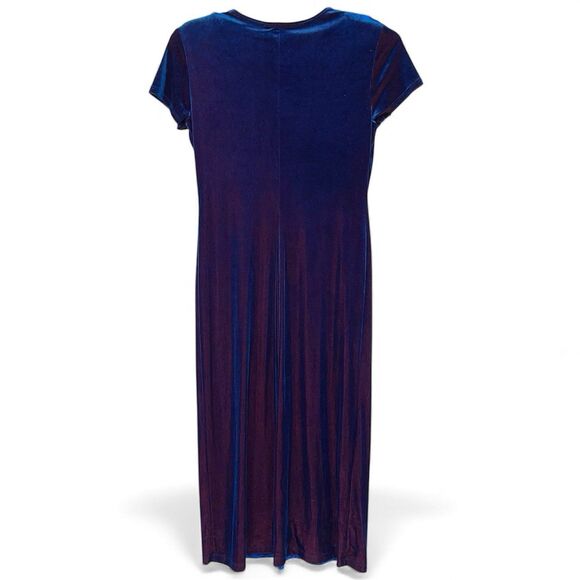 Vintage Molly Malloy Blue Cross Velvet Dress Size 6 Pink Iridescent Short Sleeve - Picture 5 of 12